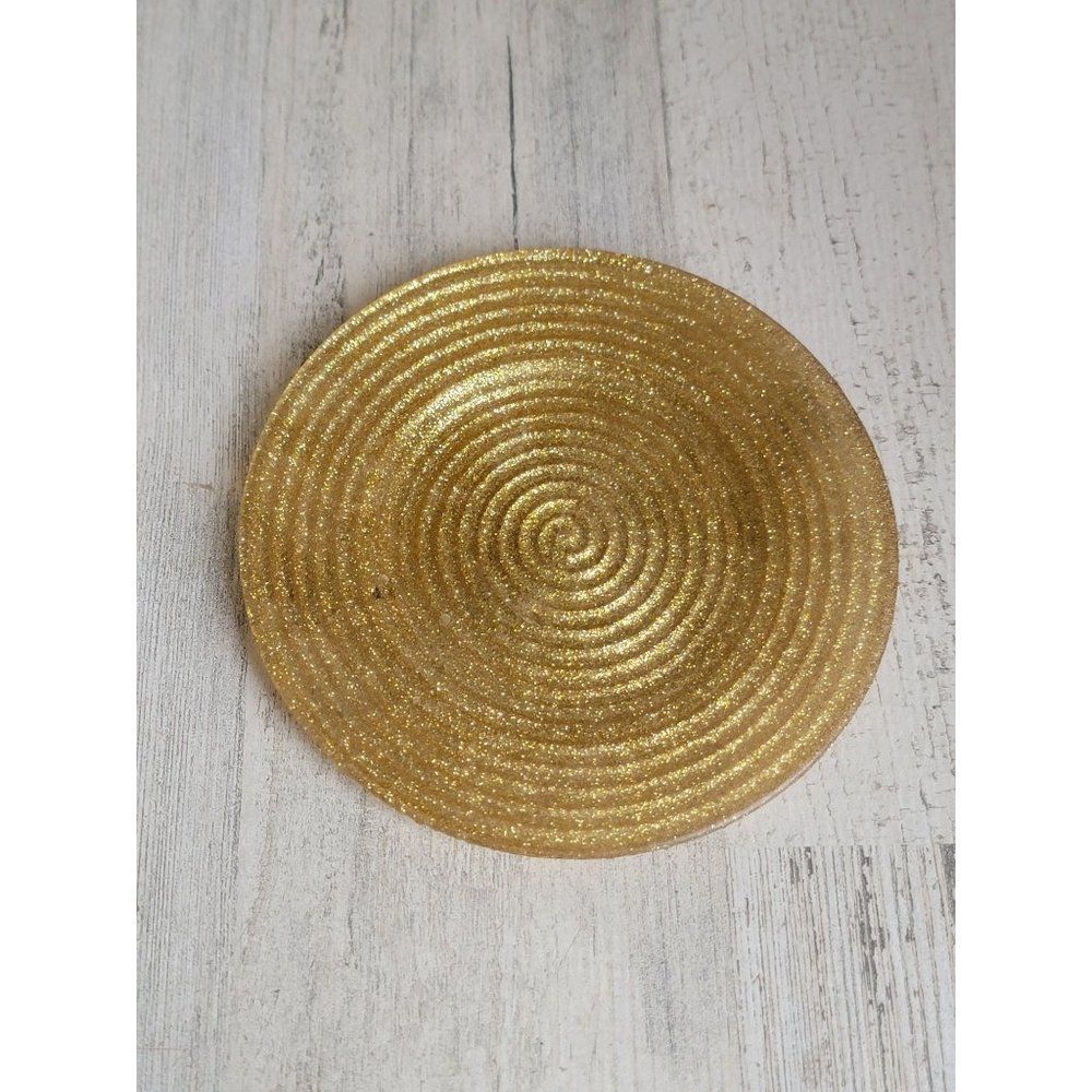 Spiral golden‎ 6" glitter golden plate home decor kitchen